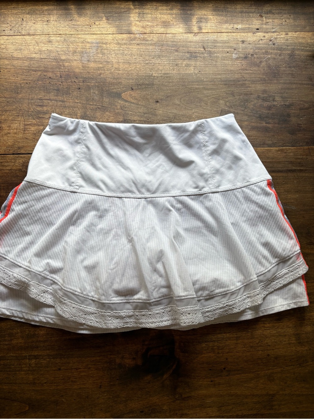 Lucky in Love White Women's Athletic Skirt with Pink Accent